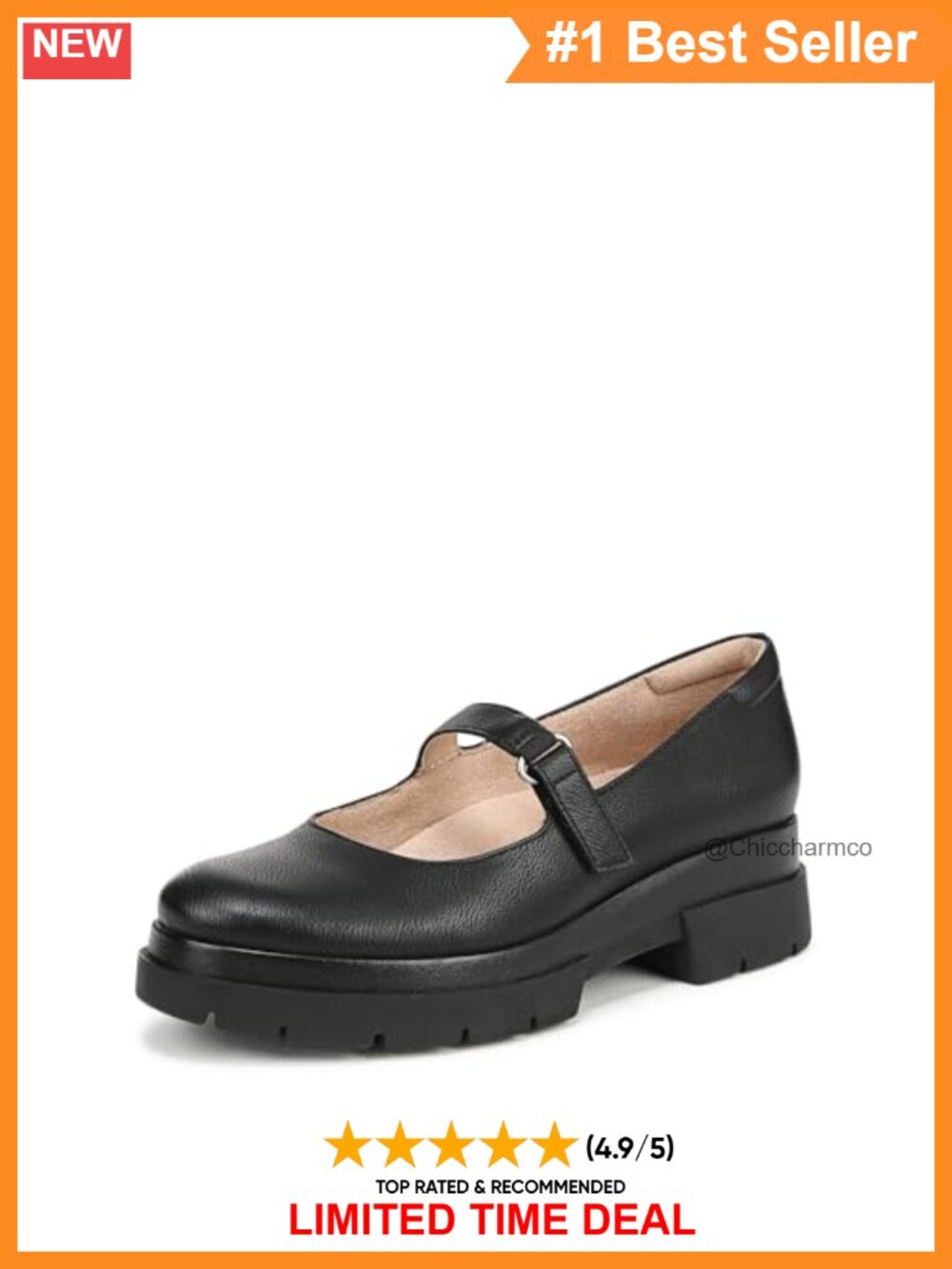 Faux Leather Lug Sole Mary Jane Platform Flats